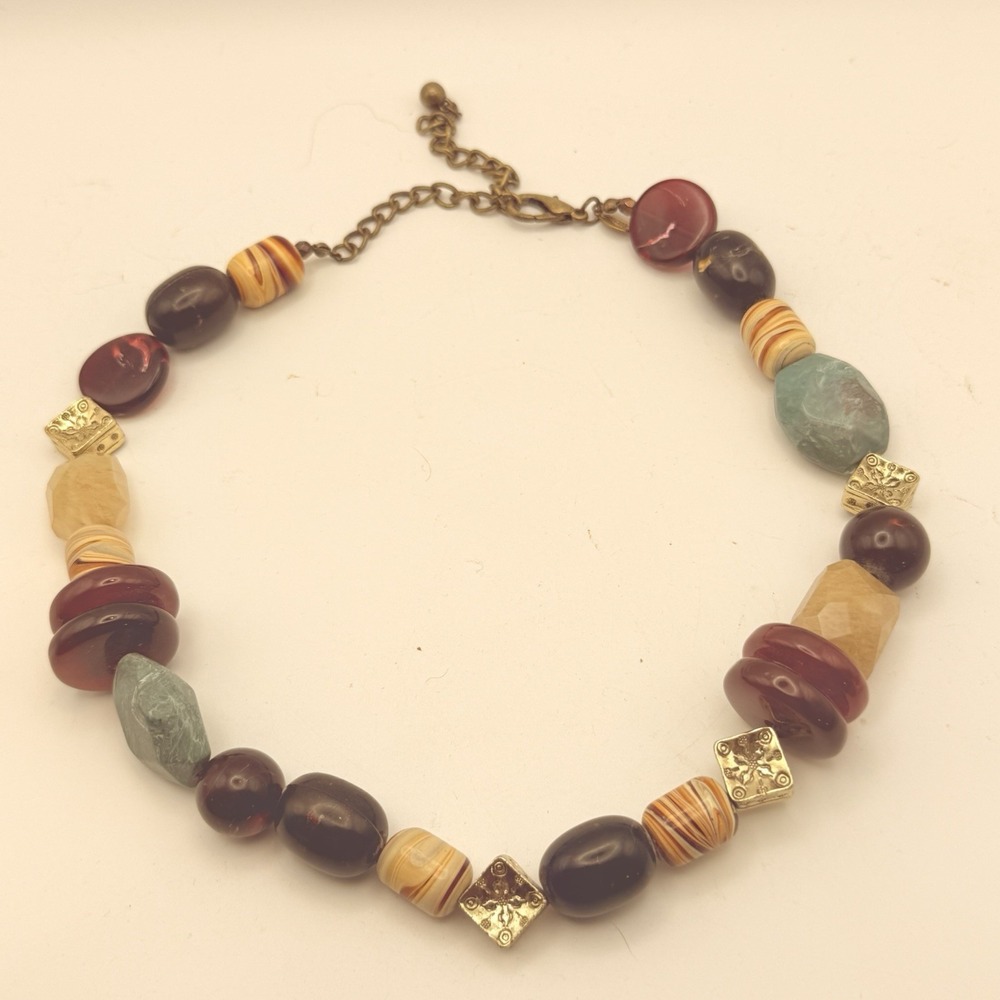 Chicos Necklace Beaded Statement Chunky Boho‎ Mixed Materials Jewelry